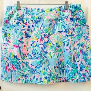 Lilly Pulitzer Monica Skort, Aqua, Blue, Pink Palm Tree Print